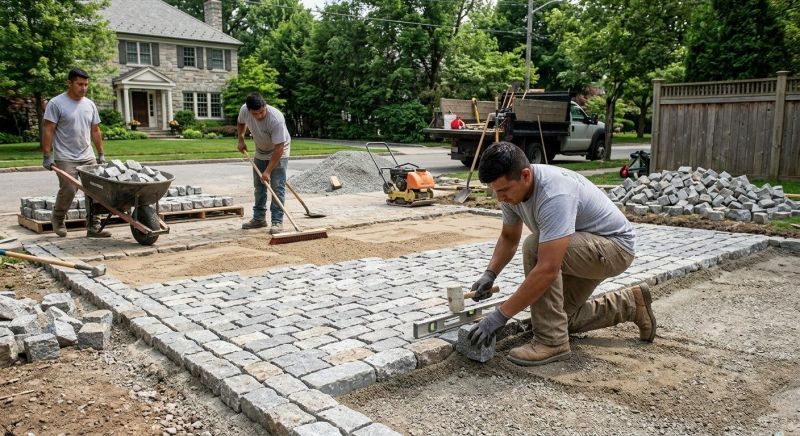 Limestone Pavers Installation in Boston, MA